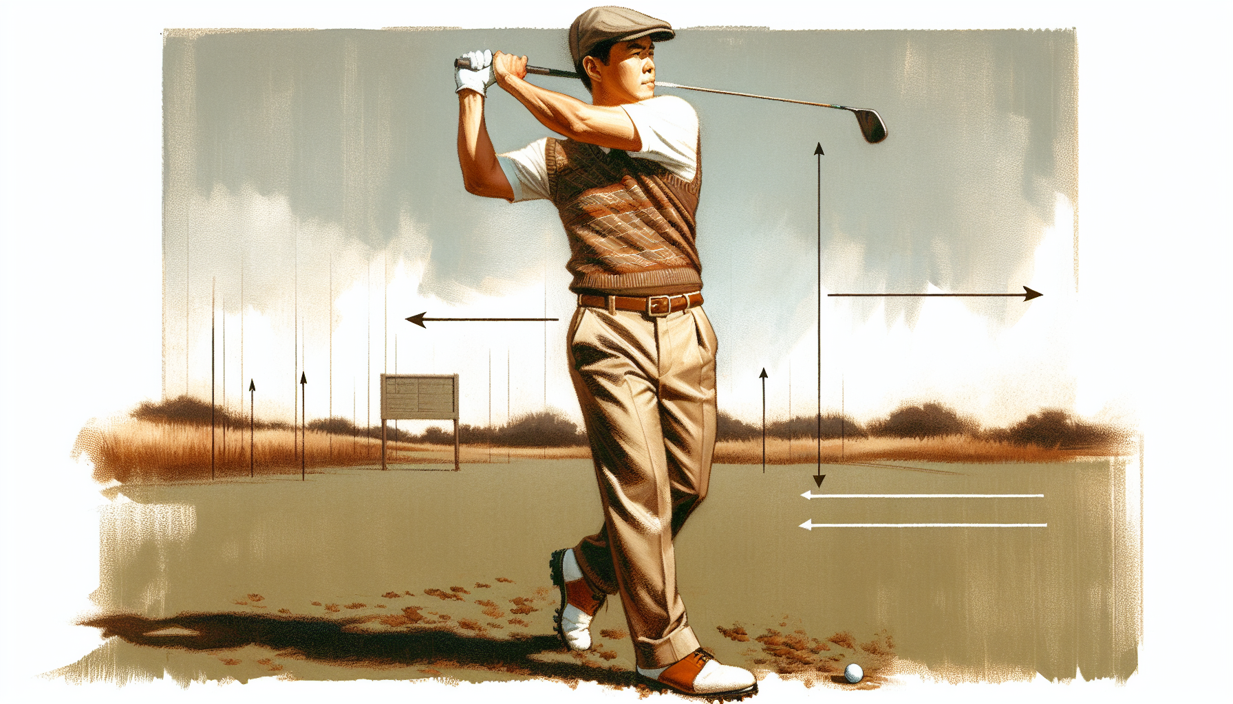 Golfer demonstrating proper follow through position with weight transferred to front foot and club behind shoulders