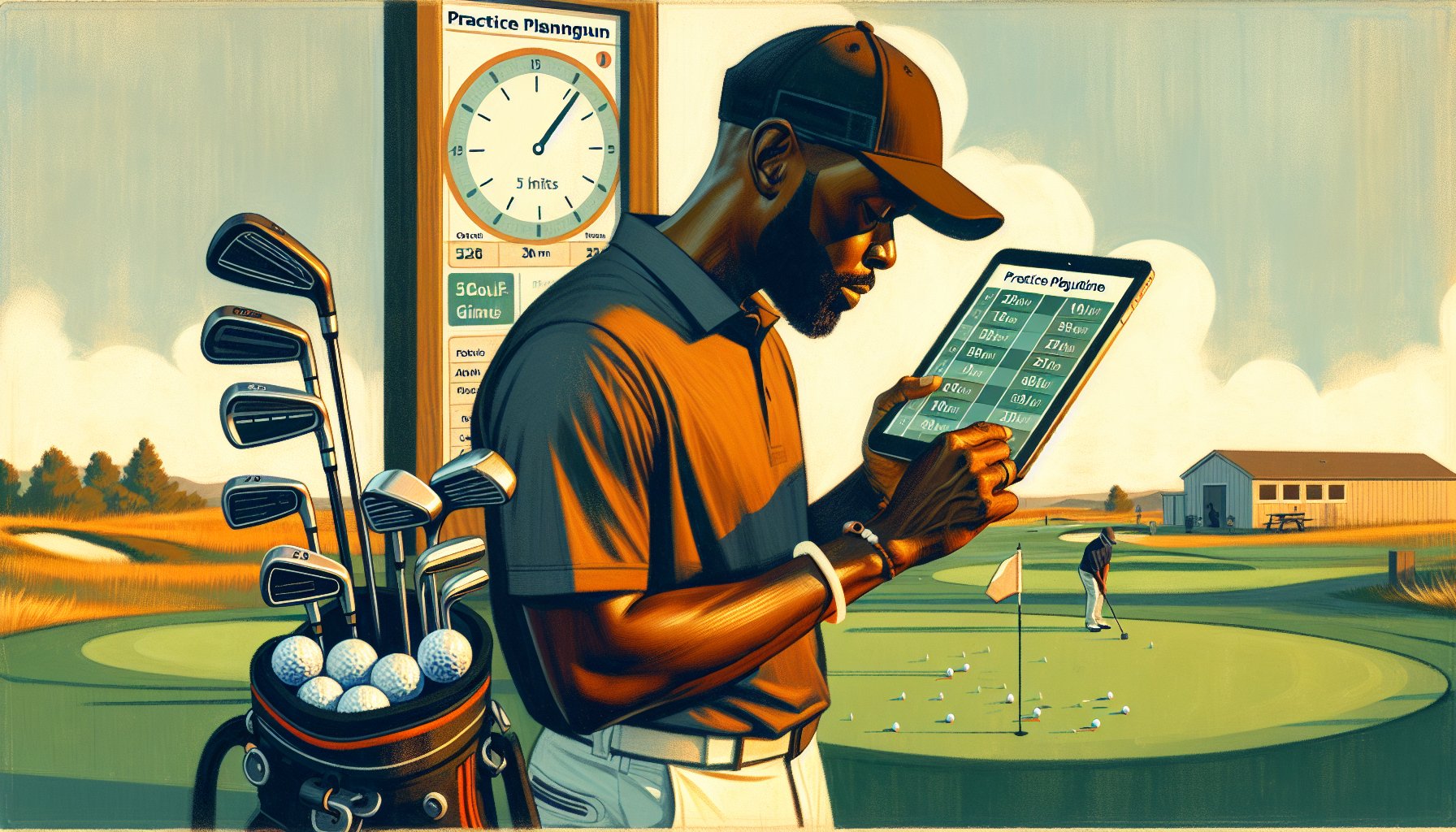 Golf practice routine planning tool showing personalized drills and time allocation