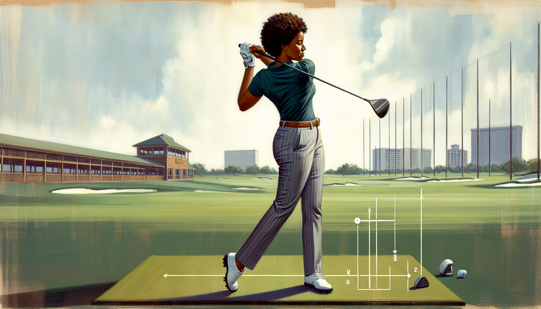 Weekend golfer demonstrating proper golf takeaway position with club parallel to ground
