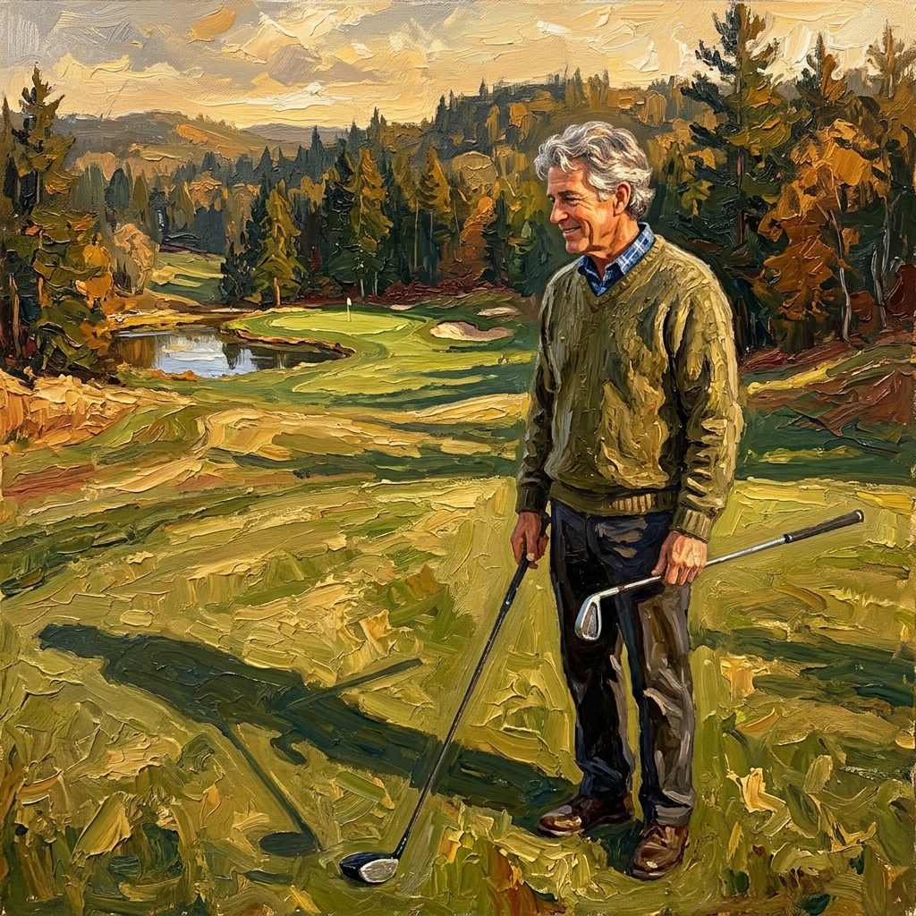 Weekend golfer choosing a smart layup club in the fairway, golf course management for 20 handicappers