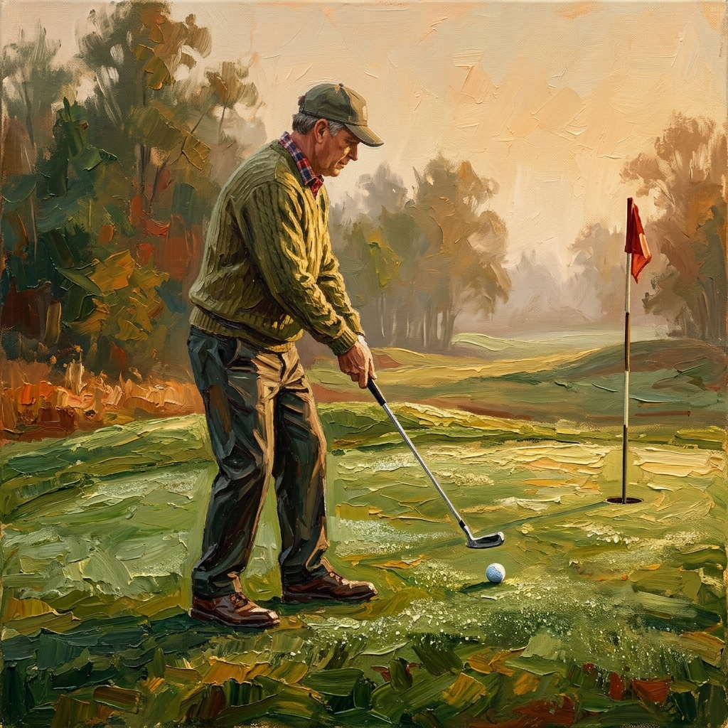 Weekend golfer walking up to hit a putt without reading the green, stop reading putts golf experiment
