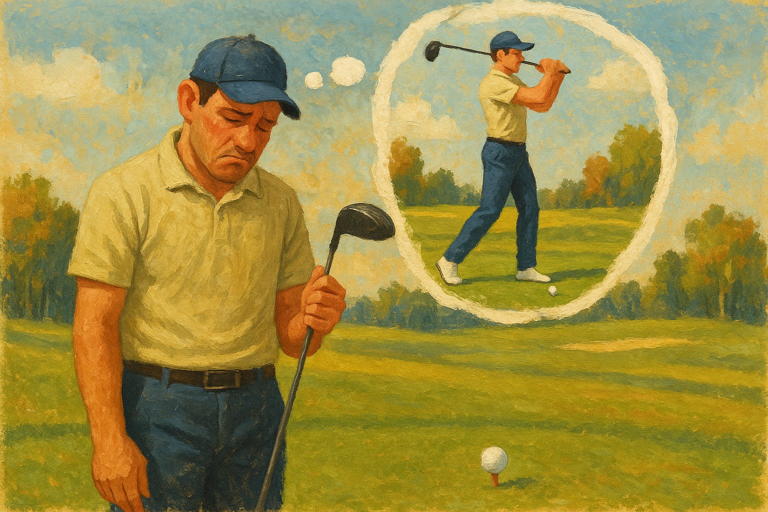 Frustrated golfer after tee shot mistake