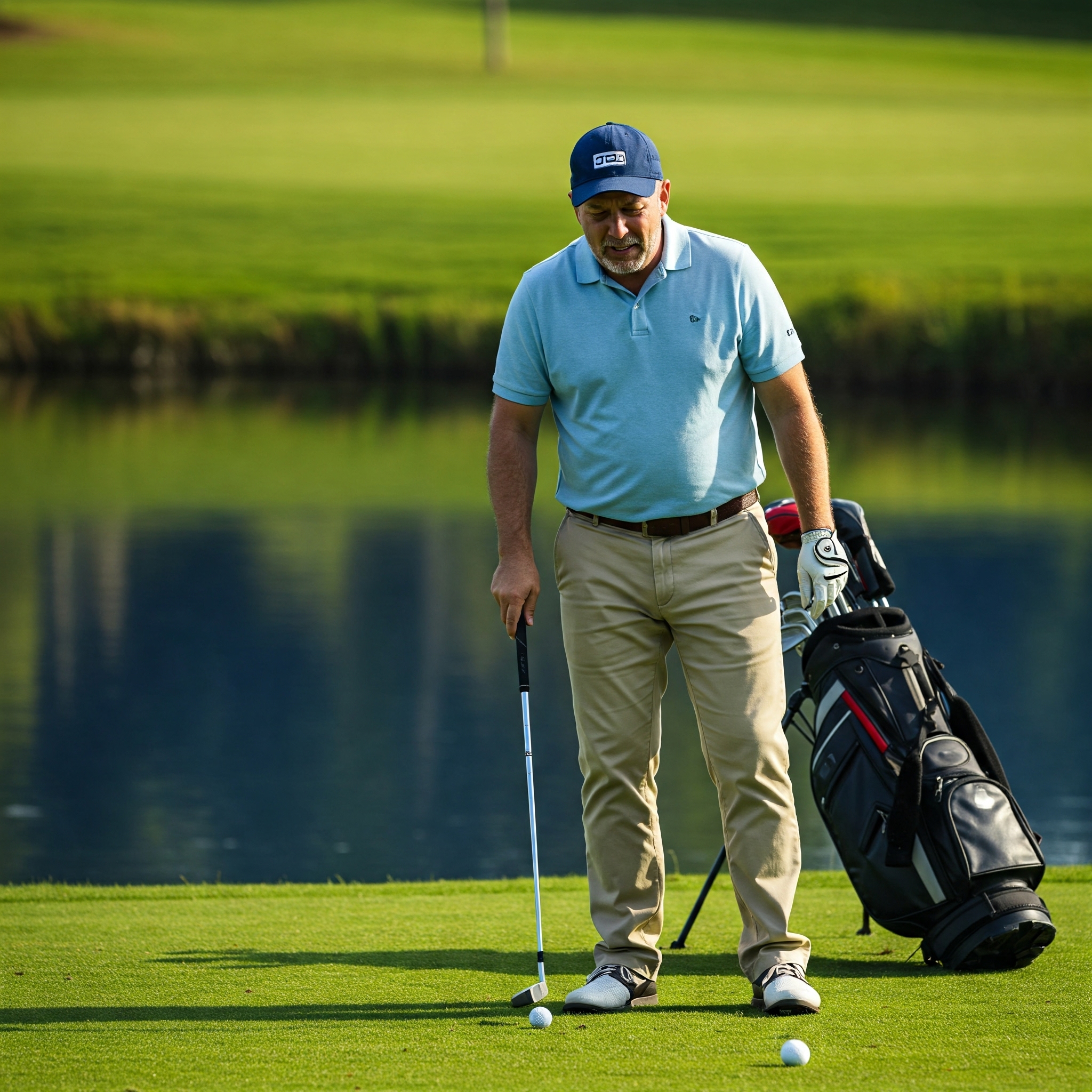 Frustrated golfer after choosing the wrong club